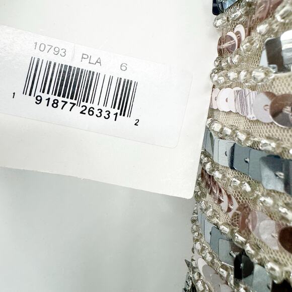 Mac Duggal 10793 Asymmetrical One Shoulder Sequin Gown Platinum Size 6 NWT - Picture 9 of 11